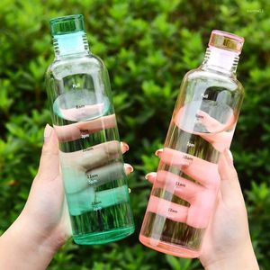 Wine Glasses Large Capacity Time Scale Glass Water Bottle Outdoor Sports Portable High Boron Silicon Ins Red Wind Wholesale
