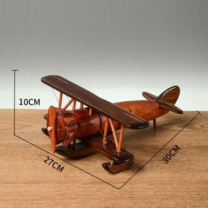 木製飛行機モデル手作りDIYレトロ装飾ホームデスクトップソリッドウッド航空機飾りハンディクラフトトイギフトコレクション