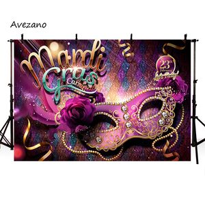 Avezano bakgrunder för fotografering Masquerad Mask Girl Birthday Party Venice Carnival Decor Photoshoot Bakgrund Foto Studio