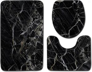 Bath Mats 3 Bathroom | Marble Black Washable Rugs Soft Bathmats Non-Slip Shower Rug And Mat For Tub A