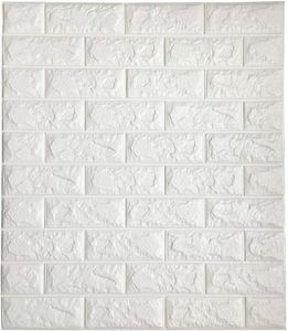 3D Brick Wall Sticker Self Adhesive Wall Tiles Peel to Stick Wall Decorative Panels for Living Room Bedroom White Color 3D Wallpap7473437