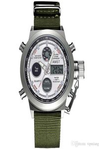 Multi funkcjonalne alpinistyczne zegarki sportowe dominujące wodoodporne męskie forma kwarcowa nylonowa zegarek taktyczna dioda LED 50m na ​​rękę