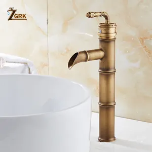 Bathroom Sink Faucets ZGRK Faucet Brass Basin Tall Bamboo Cold Mixer Taps Kitchen Outdoor Garden Deck Mounted