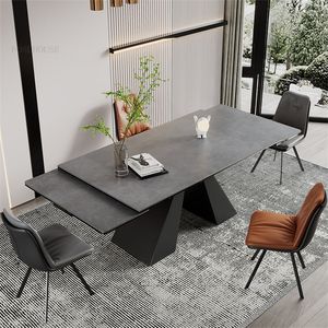 Italiensk ljus lyx skiffer utdragbar matbord matsal möbler nordiska designer matbord och stolar kombination