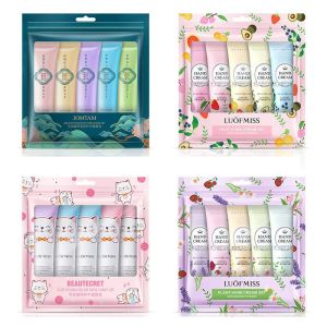 5pcs Bitki Bitki Meyve Kokusu El Kremi Setleri Nemlendirici Handcream Set El Bakımı Besleyici Anti Chap Cilt Bakımı Eller için