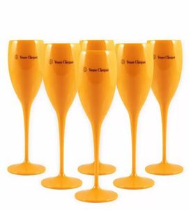 Copos moet copos acrílico copos de vinho de champanhe inquebrável 6pcs plástico laranja champanhes flautas acrílicas festas vinícolas moetas chandon 7362344