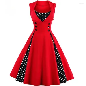 Vestidos casuais plus size 4xl 5xl Mulheres Robe Retro Dress Vintage 50s 60s Rockabilly Dot Swing Pin Up Summer Summer Party Elegant Tunic Vestidos