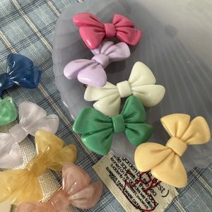 New Bowknot Hair Clips Plastic Acrylic Small Geometric Barrettes Candy Color Hairpins Korean Ins Women Accessories Side Pins