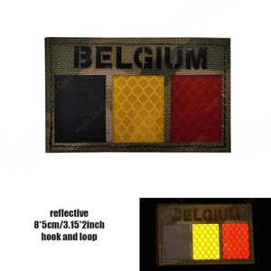 Belgium Reflective Magic Adesivo Distintivo decorativo Bandiera nazionale Patch tattico per abbigliamento Cucite militari ricami