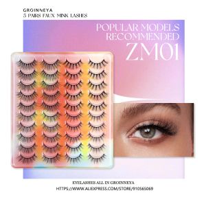 GROINNEYA 3D Lashes 20/5 Pairs Mink Eyelash Natural lashes 4 Styles Fluffy Eyelashes Pack 3D Volume Fake Eyelashes Makeup