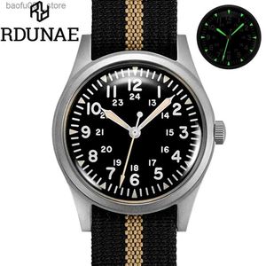 腕時計Rdunae RA03メンズミリタリークォーツヴィンテージG10 Miyota 2035 Ment ES K1ミネラルガラスステンレス鋼