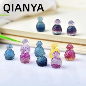 Dekorativa figurer Söt mini ananasfrukt naturlig fluorit kvarts Gemstone Crystal Stone Carving Figurine House Crafts Home Decoration