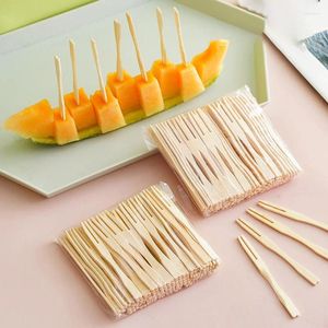 Forks 80pcs Bambusgabel Fruchtstock Pick für Kuchen Dessert Tabelle versorgt Cocktail Party Haushaltsdekoration