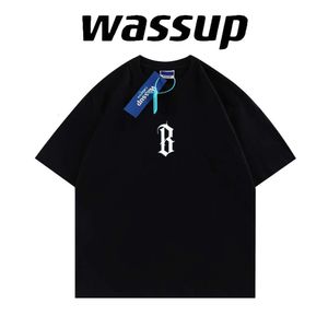 WASSUP CPO CHINA CHIC R Word gedruckt kurze ärmliche T -Shirts Männer und Frauen amerikanische High Street Lose Liebhaber Top