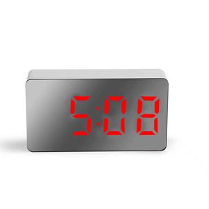 LED -spegel Digital Desktop Clock Portable Mute Alarm Clocks Mirror Table Clock Desktop Digital Display Home Decoration