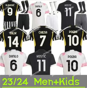 23 24 Soccer Jerseys Cuadrado Chiesa Vlahovic Fan Player الإصدار 2023 2024 Bonucci Juventus Football Dorts Kit Di Maria Soccer Uniform Maglie Da Calcio Men Kids