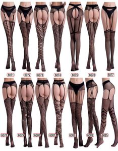 607女性ブラックセクシーなガーターストッキングリンジェリーSeethrough Pantyhose9215189