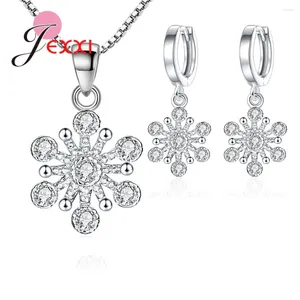Brincos de colar de colar de colares brilhantes de colares de cristal 925 prata esterlina para mulheres design de flores noivado de casamento