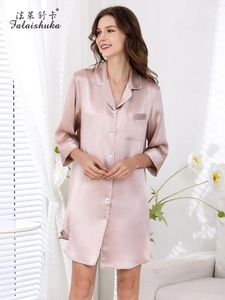 Women's Sleepwear 16 Momme Silk Nightshirts Women Elegant Nightdress Natural Sleep Dress S5906