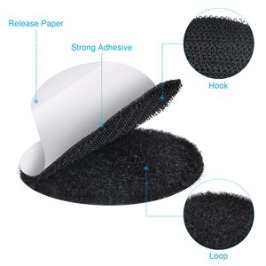 20Pcs 8cm Round Black Self Adhesive Hook and Loop Dots Waterproof Sticky Glue Coins Tape Loop Fastener For Home Classroom Office