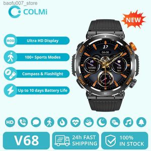 ساعة Wristwatches 2024 Kolmi V68 1.46 بوصة عرض عالي الدقة الوضع الرياضي الذكي Compass Flash Mens Grady STURDY STARDY STARDY