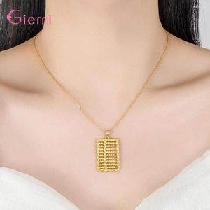 Pendant Necklaces 925 Sterling Silver Yellow Gold Color Without Chain For Children Teenager Metallic Abacus Design Jewelry Gift