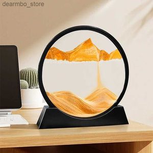 Arts and Crafts 3D Movin Sand Art Picture Quicksand Craft Round lass Deep Sea Sandscape Hourlass Flowin Sand Paintin Luxury Home Decor ift L49