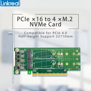 Cartões linkreal pcie x16 a 4port m.2 nvme ssd adaptador baixo profilelrnv95nfl