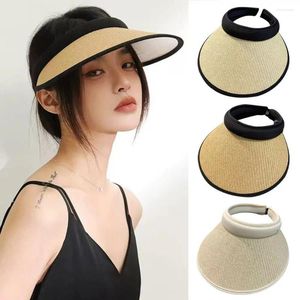 Chapéus largos Brim Casual Protection Beach Hat Lets Visors Sun Straw Cap