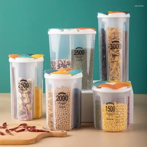 Storage Bottles Modern Kitchen Bulk Cereals Jars Grain Dispenser Plastic Sealpot With Compartment Food Container Spice Organizer