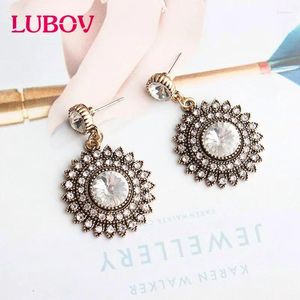 Brincos dangados Lubov exagerado Opal redondo Crystal Boucles Oreilles Pendan Mulheres Drop Bijoux Acier Inoxydab