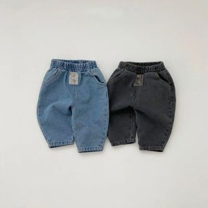 Hose 2022 Neues Baby Casual Denim Hosen Mode Jungen Jean Solid Kleinkind lose Hosen Baby Girls Harem Hosen Säugling Denim Kleidung