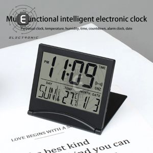 Liten LCD digital väckarklocka resekalender temperaturklocka skrivbord perperacalendar elektronisk klocka