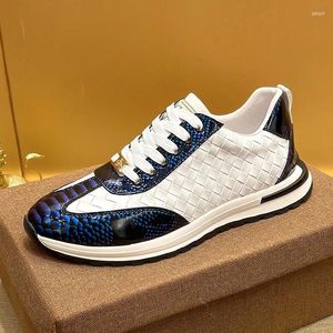 Casual Shoes 2024 Snake-scale Leather Woven Breathable Men's Running