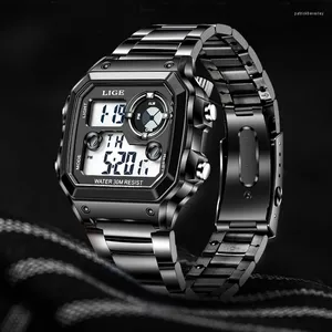 Armbanduhren Lige Mode Square Watch Männer lässige kreative analog digitale Top Chronograph Quarz Militär Reloj Hombre