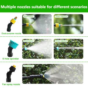 USB -uppladdningsbar trädgårdssprutning Elektrisk Mister Watering Pesticide Lawn Care Portable Sprayer med 3 munstycken för trädgårdsväxt