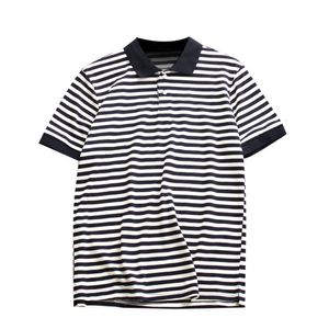 Shuang Sha Zhu Di Cool and Breathable Sea Soul T-shirt Spring/summer Men's Fashion Casual Stripe Short Sleeved POLO Shirt Trendy