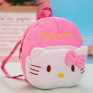 Backpacks Student Backpack Cartoon Hello Kittys Plush Backpack de grande capacidade Papelaria de mochila fofa para estudantes e crianças Y240411