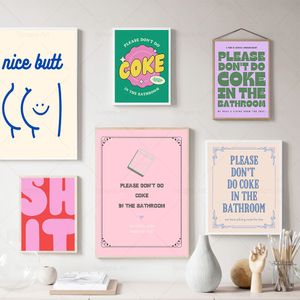 Please Don't Do Coke In The Bathroom Quotes Canvas Painting Nice Butt Print Funny Gift Sign Toilet Wall Art Poster Picture Decor