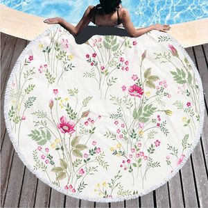Girl Creative Perfume Rose Beach Towel Round Round Microfiber Bath Bath Yoga Mat Picnic Picnic Tapestry Home Decor