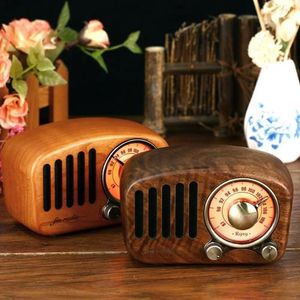 Decorative Figurines Retro Mini Bluetooth Speaker Wooden Card Insertion Wireless Music Player Picnic Camping Home Car Portable