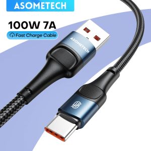 100W 7A Cabo de carregamento rápido USB tipo C para Huawei Honra USB C Fio de cabo de dados de carga rápida para Samsung Xiaomi Poco Redmi