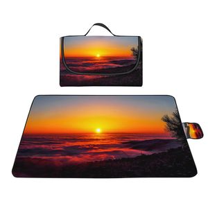 Waterproof Sandproof Picnic Mats,Seaside Sunrise Outdoor Beach Blanket,Lightweight Handy Mat Tote for Camping,Beach,Travelling