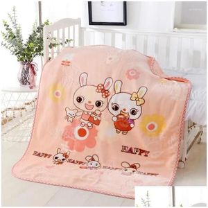 담요는 가을 겨울 겨울 Coral Veet Baby Blanke Double-rayer Deallened Sleaket Blanket Cartoon Childrens Rug 부드러운 피부 친화적 인 D OT7YB