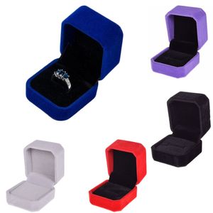 Scatola di gioielli in velluto quadrata per le orecchie anelli anello per nucleo con anello nuziale organizzatore di articoli da regalo per imballaggi per gioielli