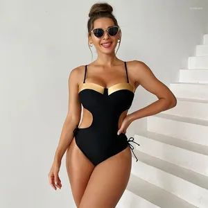 Frauen Badebekleidung Sommerfrau Einszene Badeanzug hoher Taille European Style One-Stück Badeanzug Frauen