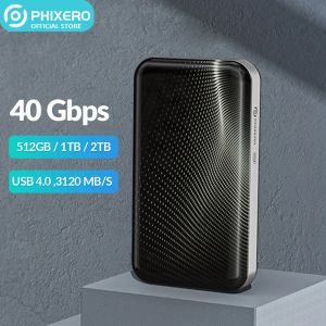 PhixeroポータブルSSD 40gbps Thunderbolt 4/3 USB 4.0から3150MB/s外部固体ドライブ2TB 1TB 512GBタイプラップトップのドライブ