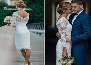 2019 Abito da sposa per tè boho vintage per guaina boho spiaggia sexy maniche lunghe usura senza schiena abiti formali di altezza bouti6507373