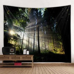 Natural Forest Landscape Tapestry Wall Tapestries Hanging Psychedelic Scene Mandala Home Art Wall Decor Boho Room Decor Yoga Mattress Sheet R0411