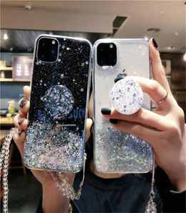 Bling Glitter Soft Clean Case för iPhone 11 Pro Max XR X XS 6S 7 8 Plus Series Holder Socket Cover7003671